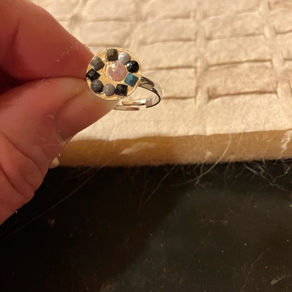 Handmade Jewelry - Chic Gold and Black Mosaic Women's Ring